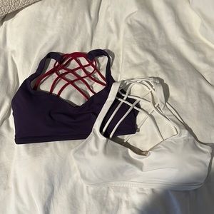 Lululemon free to be wild sports bra size 8 lot. White & purple / pink